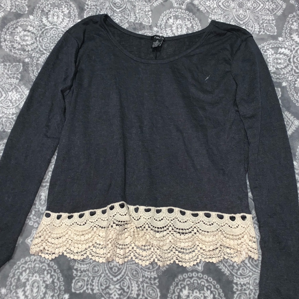 Navy blue long sleeve with trim